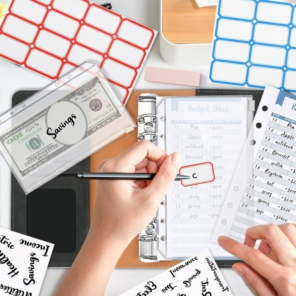 💲 Money Budgeting Binder Cash Zip Envelopes New